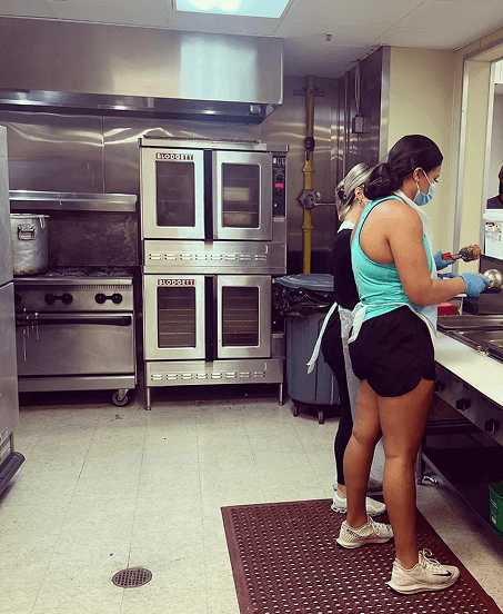 Volunteers in kitchen