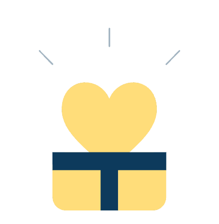 Gift box with a glowing heart