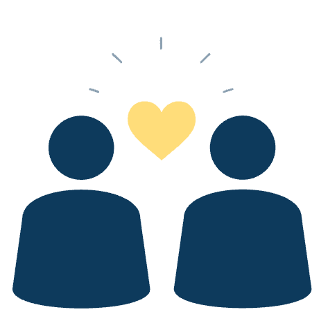 Two people with a glowing heart between them