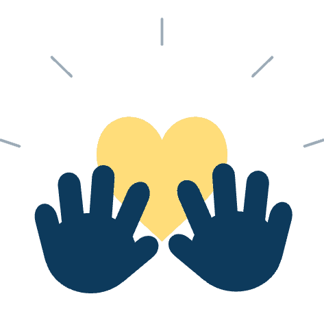 Hands holding a glowing heart